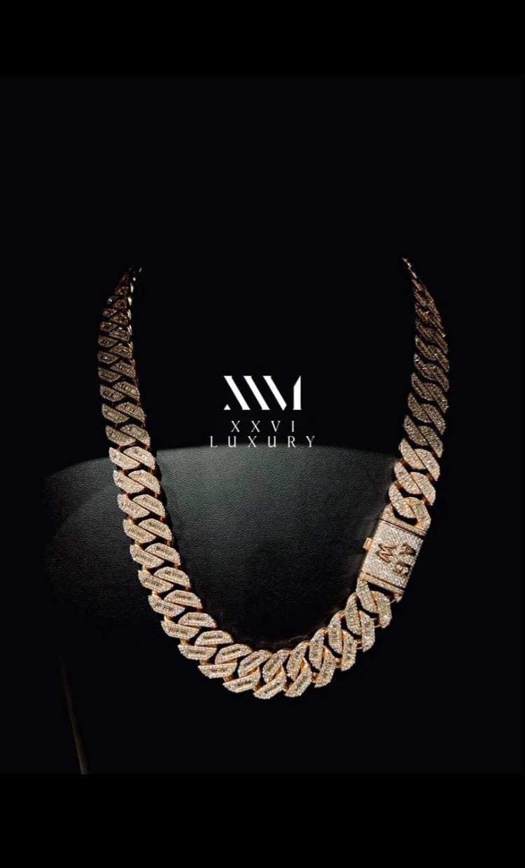 A diamond chain displayed against a black XXVI presentation form.